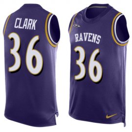 Nike Baltimore Ravens #36 Chuck Clark Purple Team Color Mens Stitched NFL Limited Tank Top Jersey