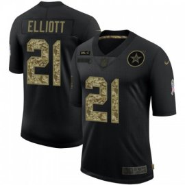Dallas Cowboys #21 Ezekiel Elliott Mens Nike 2020 Salute To Service Camo Limited NFL Jersey Black