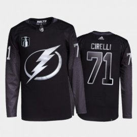 Adidas Tampa Bay Lightning #71 Anthony Cirelli Mens 2022 Stanley Cup Final Patch Alternate Authentic NHL Jersey – Black Mens