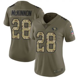 Nike San Francisco 49ers #28 Jerick McKinnon Olive/Camo Womens Stitched NFL Limited 2017 Salute to Service Jersey