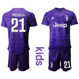 Juventus #21 Pinsoglio Purple Goalkeeper Kid Soccer Club Jersey