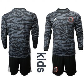 Mexico Blank Black Goalkeeper Long Sleeves Kid Soccer Country Jersey