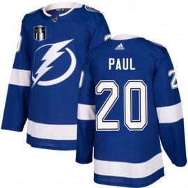 Adidas Tampa Bay Lightning #20 Nicholas Paul Blue 2022 Stanley Cup Final Patch Home Authentic Stitched NHL Jersey Mens