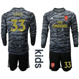 Arsenal #33 Cech Black Long Sleeves Kid Soccer Club Jersey