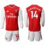 Arsenal #14 Aubameyang Red Home Long Sleeves Soccer Club Jersey