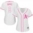 Oakland Athletics #2 Khris Davis White/Pink Fashion Womens Stitched MLB Jersey