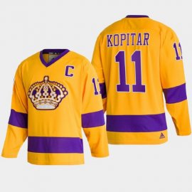 Adidas Los Angeles Kings #11 Anze Kopitar Team Classics Gold Mens NHL 2022 Throwback Jersey Mens