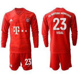 Bayern Munchen #23 Vidal Home Long Sleeves Soccer Club Jersey