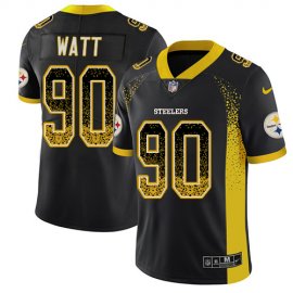 Nike Pittsburgh Steelers #90 T. J. Watt Black Team Color Mens Stitched NFL Limited Rush Drift Fashion Jersey