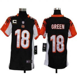 Nike Cincinnati Bengals #18 A.J. Green Black Team Color With C Patch Youth Stitched NFL Elite Jersey