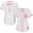 Pittsburgh Pirates #6 Starling Marte White/Pink Fashion Womens Stitched MLB Jersey