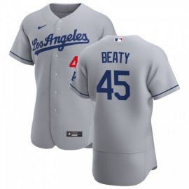 Los Angeles Dodgers #45 Matt Beaty Mens Nike Gray Road 2020 Authentic Team MLB Jersey