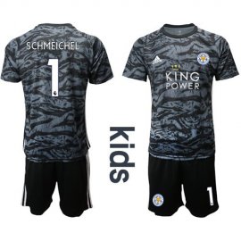 Leicester City #1 Schmeichel Black Goalkeeper Kid Soccer Club Jersey