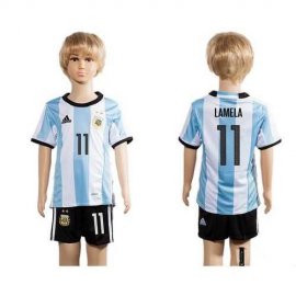 Argentina #11 Lamela Home Kid Soccer Country Jersey