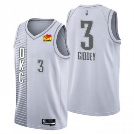 Oklahoma City Oklahoma City Thunder #3 Josh Giddey Mens Nike Gray 2021/22 Swingman NBA Jersey – City Edition Mens
