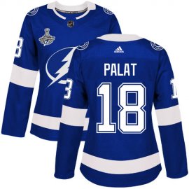 Adidas Tampa Bay Lightning #18 Ondrej Palat Blue Home Authentic Womens 2020 Stanley Cup Champions Stitched NHL Jersey