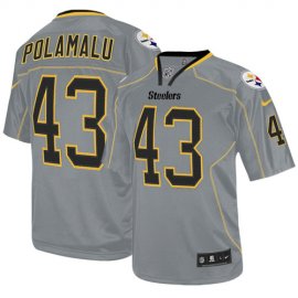Nike Pittsburgh Steelers #43 Troy Polamalu Lights Out Grey Mens Stitched NFL Elite Jersey