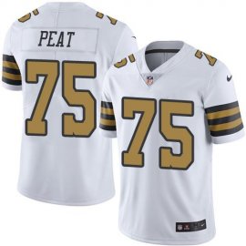 Nike New Orleans Saints #75 Andrus Peat White Mens Stitched NFL Limited Rush Jersey