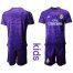Real Madrid Blank Purple Goalkeeper Kid Soccer Club Jersey
