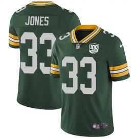 Nike Green Bay Packers #33 Aaron Jones Green Team Color Mens 100th Season Stitched NFL Vapor Untouchable Limited Jersey
