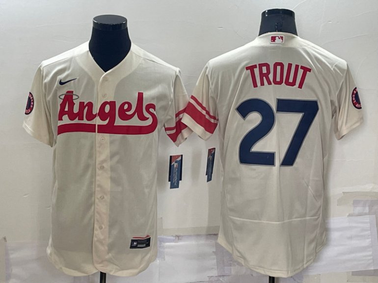 Angels 27 Mike Trout Cream Nike 2022 City Connect Flexbase Jerseys Angels 27 Mike Trout Cream Nike 2022 City Connect Flexbase Jerseys