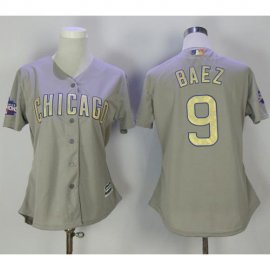 Chicago Cubs #9 Javier Baez Grey 2017 Gold Program Cool Base Womens Stitched MLB Jersey