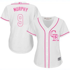 Colorado Rockies #9 Daniel Murphy White/Pink Fashion Womens Stitched MLB Jersey