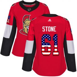 Adidas Ottawa Senators #61 Mark Stone Red Home Authentic USA Flag Womens Stitched NHL Jersey