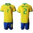 Brazil #2 Dani Alves Home Soccer Country Jersey