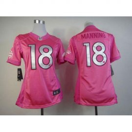 Nike Denver Broncos #18 Peyton Manning Pink Womens Be Luvd Stitched NFL Elite Jersey