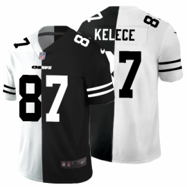 Kansas City Chiefs #87 Travis Kelce Mens Black V White Peace Split Nike Vapor Untouchable Limited NFL Jersey