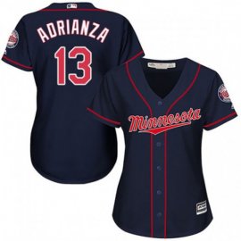 Minnesota Twins #13 Ehire Adrianza Navy Blue Alternate Womens Stitched MLB Jersey