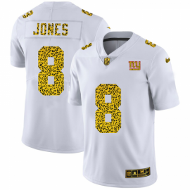 New York New York Giants #8 Daniel Jones Mens Nike Flocked Leopard Print Vapor Limited NFL Jersey White