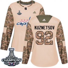 Adidas Washington Capitals #92 Evgeny Kuznetsov Camo Authentic 2017 Veterans Day Stanley Cup Final Champions Womens Stitched NHL Jersey