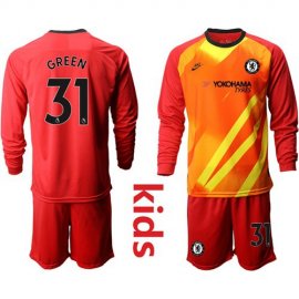 Chelsea #31 Green Red Goalkeeper Long Sleeves Kid Soccer Club Jersey