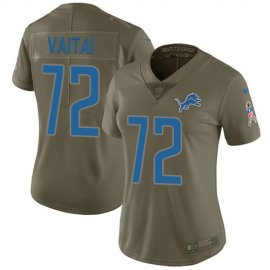 Nike Detroit Lions #72 Halapoulivaati Vaitai Olive Womens Stitched NFL Limited 2017 Salute To Service Jersey
