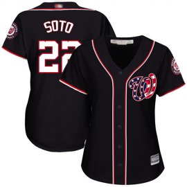 Washington Nationals #22 Juan Soto Navy Blue Alternate Womens Stitched MLB Jersey