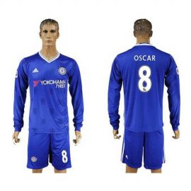 Chelsea #8 Oscar Home Long Sleeves Soccer Club Jersey