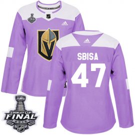 Adidas Vegas Golden Knights #47 Luca Sbisa Purple Authentic Fights Cancer 2018 Stanley Cup Final Womens Stitched NHL Jersey