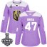 Adidas Vegas Golden Knights #47 Luca Sbisa Purple Authentic Fights Cancer 2018 Stanley Cup Final Womens Stitched NHL Jersey