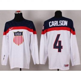 2014 Olympic Team USA #4 John Carlson White Stitched NHL Jersey