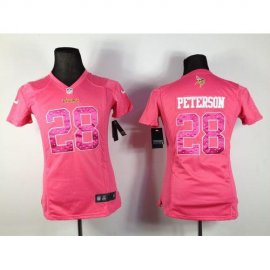 Nike Minnesota Vikings #28 Adrian Peterson Pink Sweetheart Womens Stitched NFL Elite Jersey