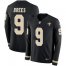 Nike New Orleans Saints #9 Drew Brees Black Team Color Mens Stitched NFL Limited Therma Long Sleeve Jersey
