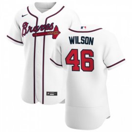 Atlanta Braves #46 Bryse Wilson Mens Nike White Home 2020 Authentic Player MLB Jersey