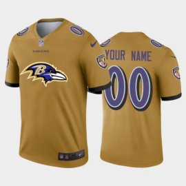 Baltimore Ravens Custom Gold Mens Nike Big Team Logo Vapor Limited NFL Jersey