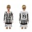 Juventus #19 Bonucci Home Long Sleeves Kid Soccer Club Jersey