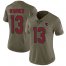 Nike Arizona Cardinals #13 Kurt Warner Olive Womens Stitched NFL Limited 2017 Salute to Service Jersey