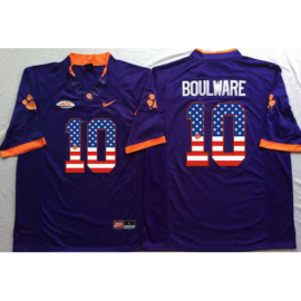 Clemson Tigers #10 Ben Boulware Purple USA Flag College Jersey