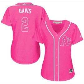 Oakland Athletics #2 Khris Davis Pink Fashion Womens Stitched MLB Jersey