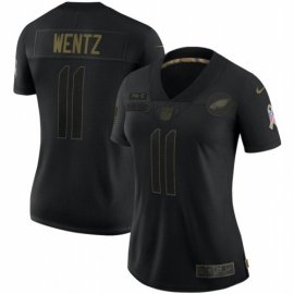 Philadelphia Eagles#11 Carson Wentz Nike Womens 2020 Salute To Service Limited Jersey Black